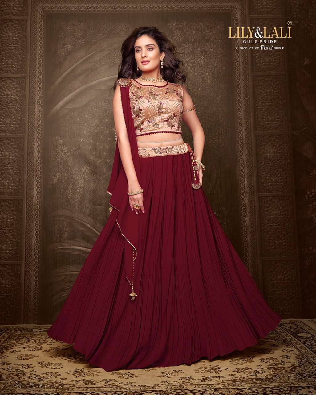 Lily And Lali-tyohar-georgette-handwork-choli-cups-with-inner-georgette-fancy-skirt-attached-dupatta-With Choli-2 Designs-10113